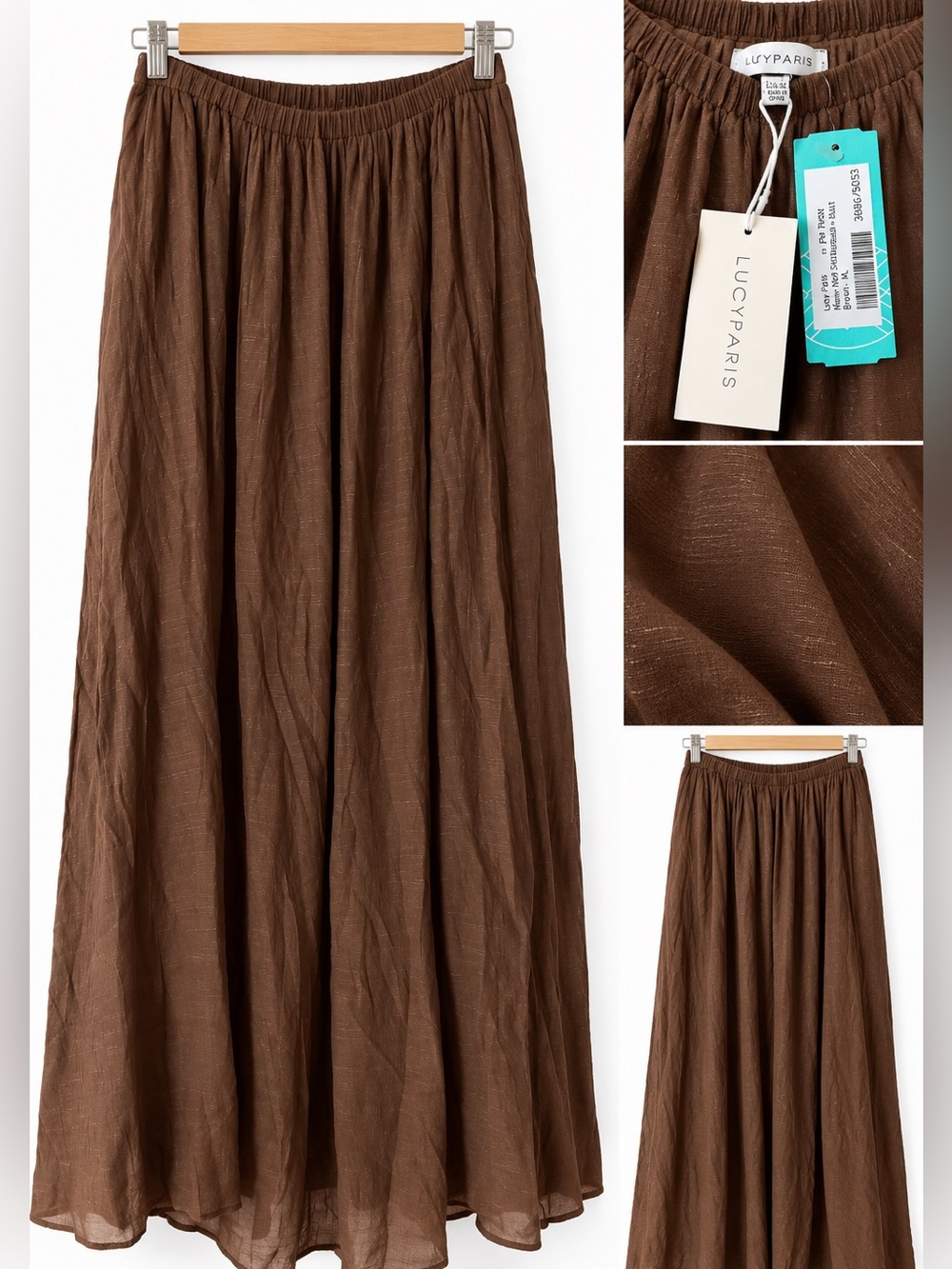 Lucy Paris Chestnut Brown Flared Maxi Skirt